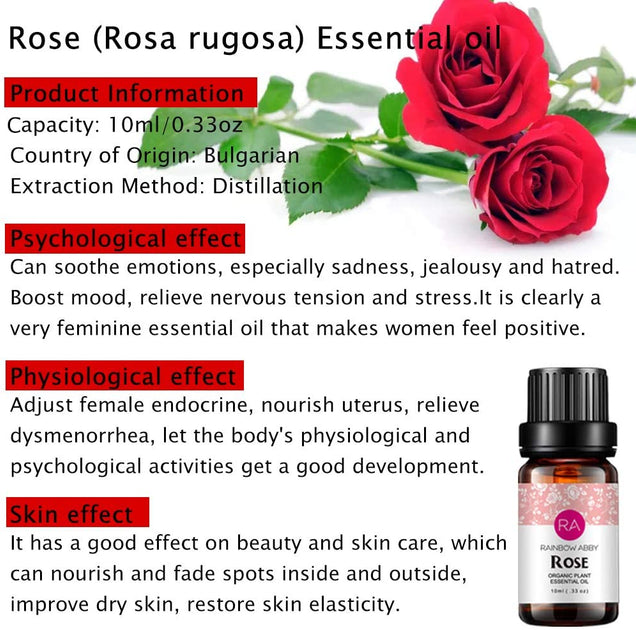 5-Pack 10ml Floral Essential Oils Set: Rose, Jasmine, Ylang ylang, Che –  RainbowAbby 2013