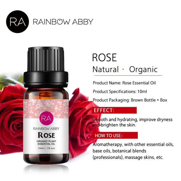 RAINBOW ABBY Peony Essential Oil 100% Pure Organic Therapeutic Grade Peony  Oil for Diffuser, Sleep, Perfume, Massage, Skin Care, Aromatherapy, Bath -  10ML 