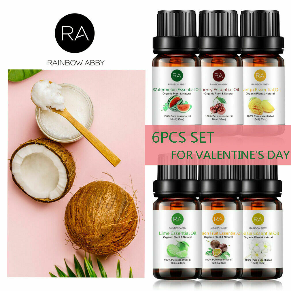 6 Pack 10ml Fruit Essential Oils Set Pure & Natural For Aromatherapy Diffuser