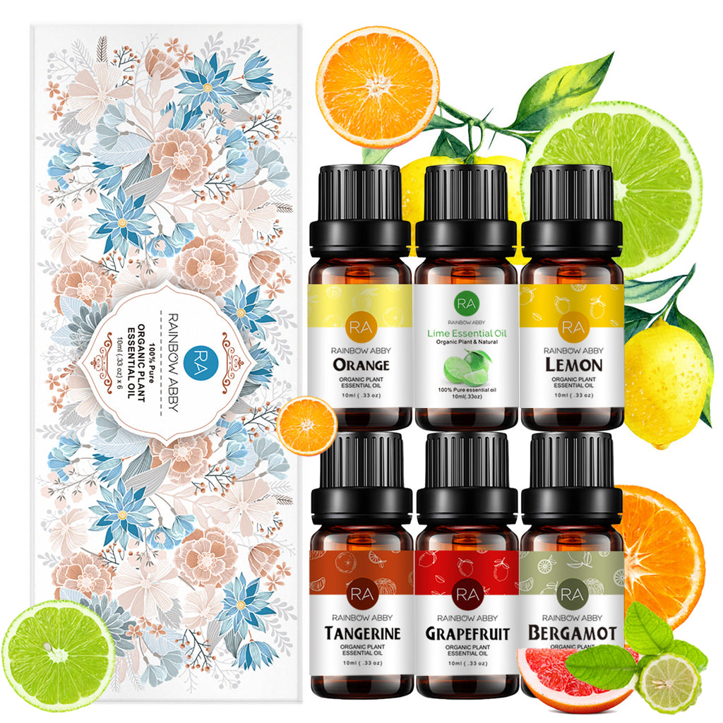 6-Pack 10ml Citrus Essential Oil Set: Lemon, Sweet Orange, Bergamot, Grapefruit, Tangerine, Lime
