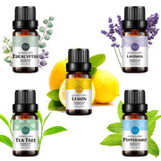 5-Pack Best Essential Oils set: Lemon, Peppermint, Eucalyptus, Tea Tree, Lavender