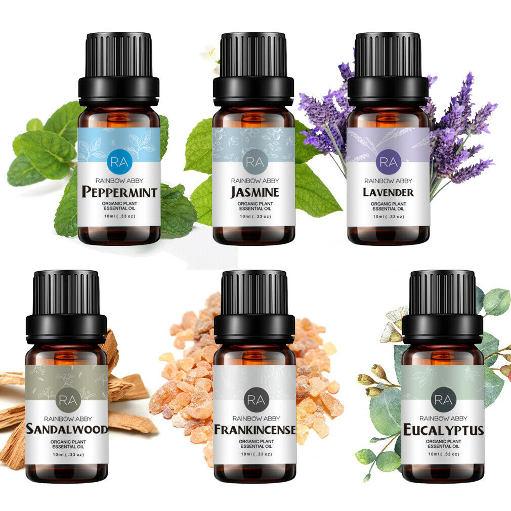 6-Pack 10ml Essential Oils Set: Lavender,Eucalyptus,Sandalwood,Frankincense,Jasmine