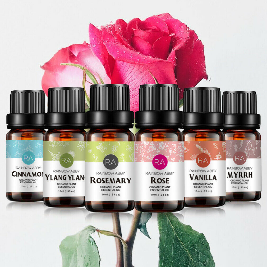 6-Pack 10ml Essential Oil Set: Rosemary,Rose,Ylang-ylang,Cinnamon,Vanilla, Myrrh