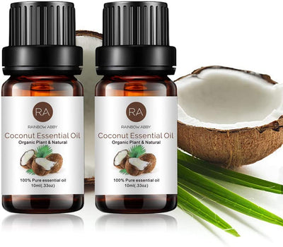 2 Bottles Coconut Essential Oil 100% Pure Aromatherapy Essential Oils for Diffuser, Massage, Spa, Soaps, Perfume - 2 x 10ml