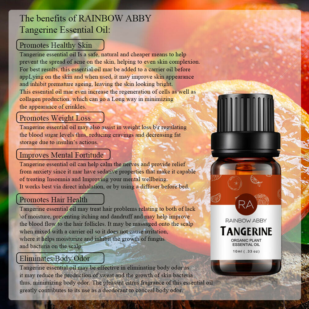 6-Pack 10ml Essential Oils Set: Tangerine,Cypress,Cajeput,Basil,Camphor,Grapefruit