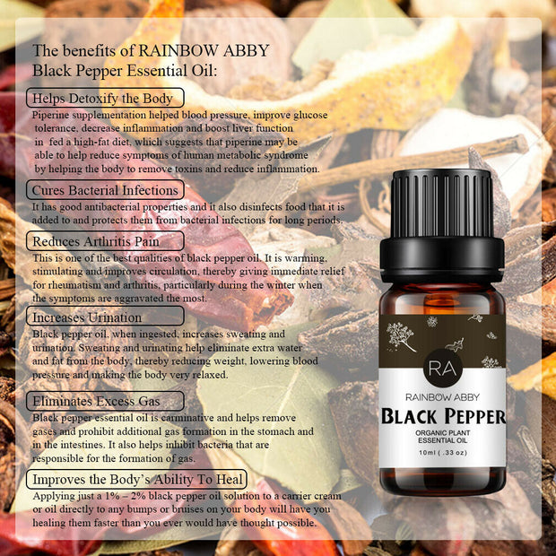 6-Pack 10ml Essential Oils Set: Pine,Ginger,Black Pepper,Pine Needles,Juniper,Thyme
