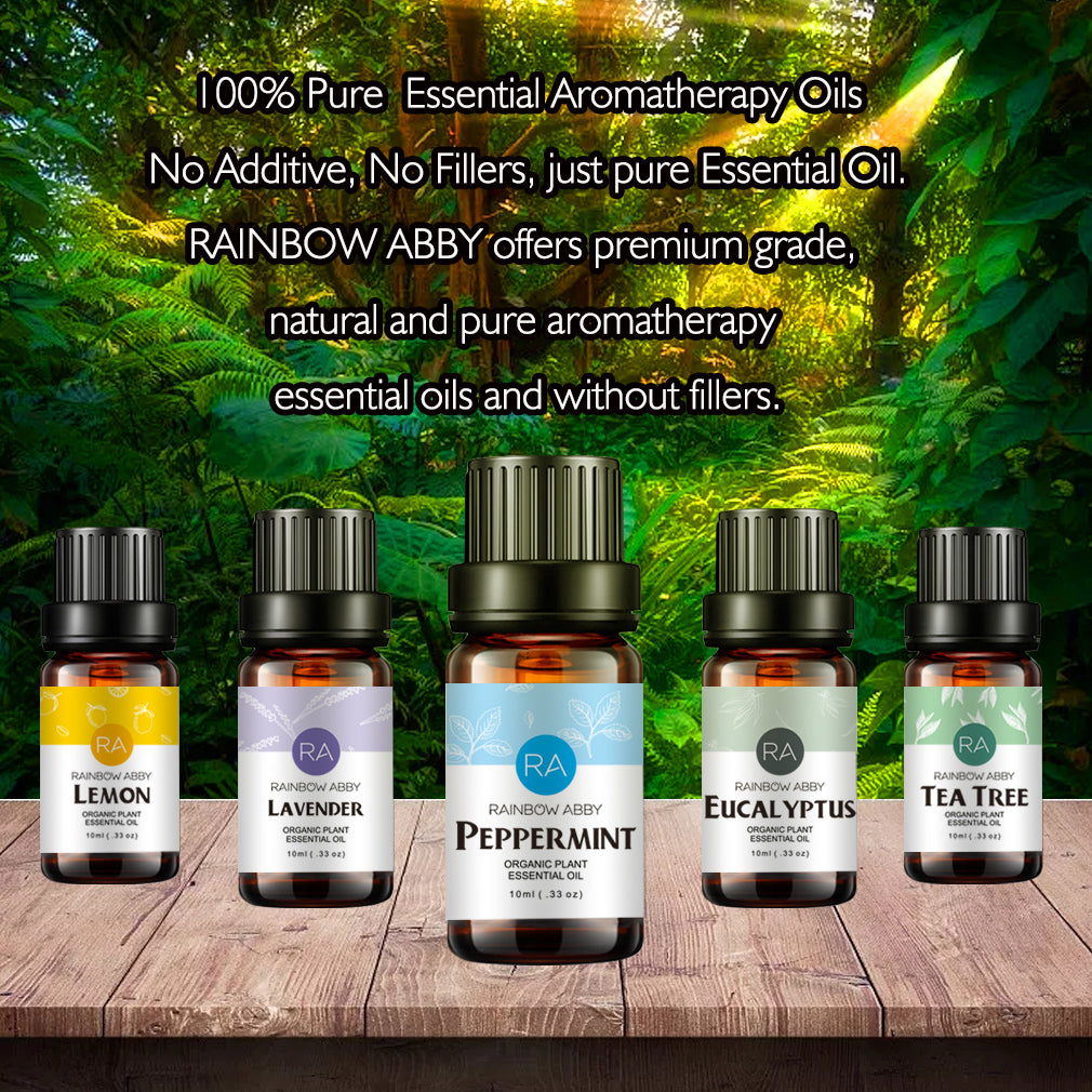 5-Pack Best Essential Oils set: Lemon, Peppermint, Eucalyptus, Tea Tree, Lavender