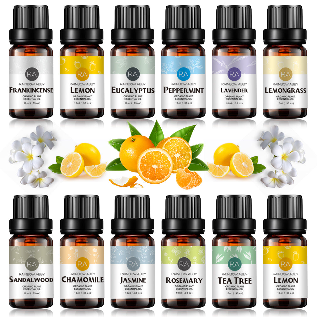 Juego de aceites esenciales Kit de aceites esenciales de aromaterapia 100% puro para difusor - (12 x 10 ml)