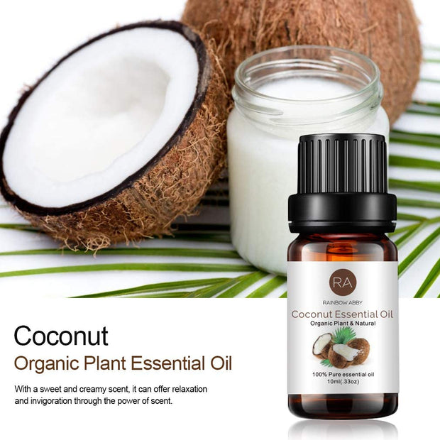 2 Bottles Coconut Essential Oil 100% Pure Aromatherapy Essential Oils for Diffuser, Massage, Spa, Soaps, Perfume - 2 x 10ml