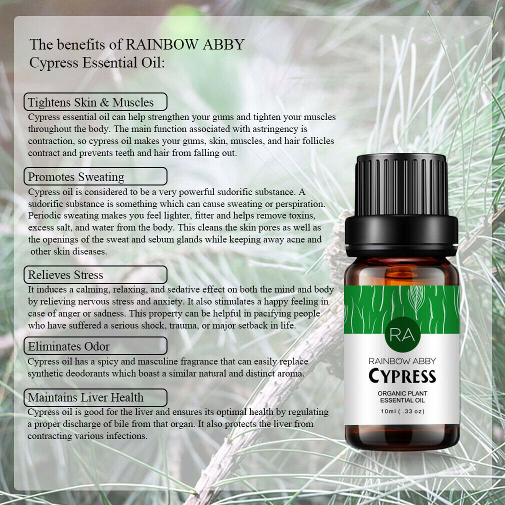 6-Pack 10ml Essential Oils Set: Tangerine,Cypress,Cajeput,Basil,Camphor,Grapefruit