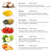 6-Pack 10ml Fruity Essential Oils Set: Strawberry, Coconut, Apple, Mango, Pineapple, Peach