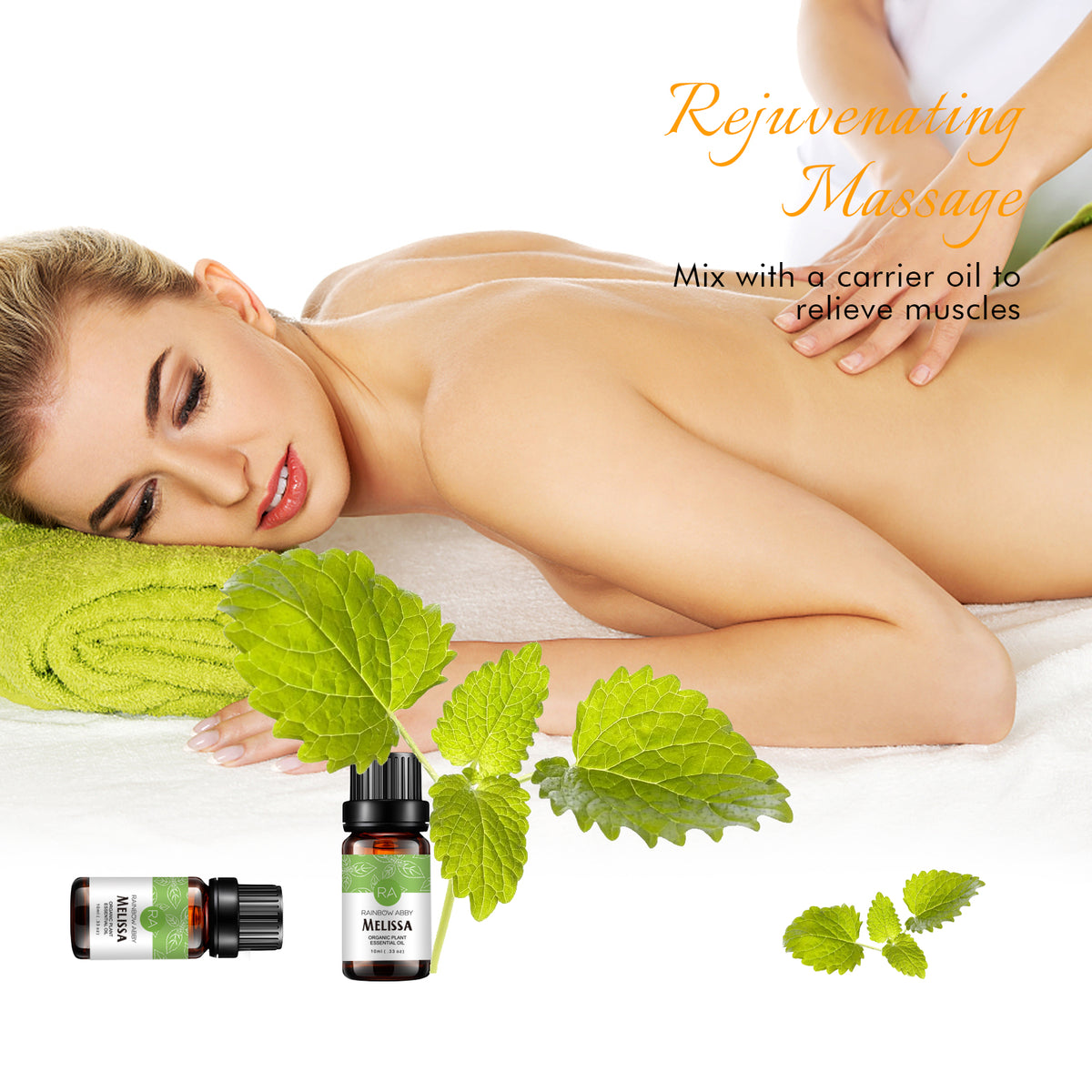 2-Pack 10ml Melissa Essential Oil for Stress Relief and Sleep