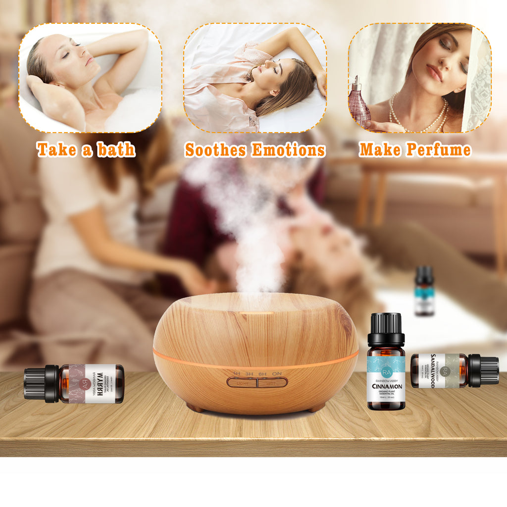 6-Pack 10ml Woody Essential Oils Set: Cinnamon, Sandalwood, Myrrh, Pine Needles, Cypress, Camphor