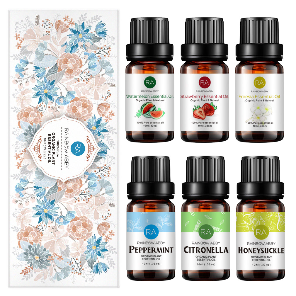 6-Pack Essential Oils Set (Peppermint, Watermelon, Strawberry, Freesia, Citronella, Honeysuckle)