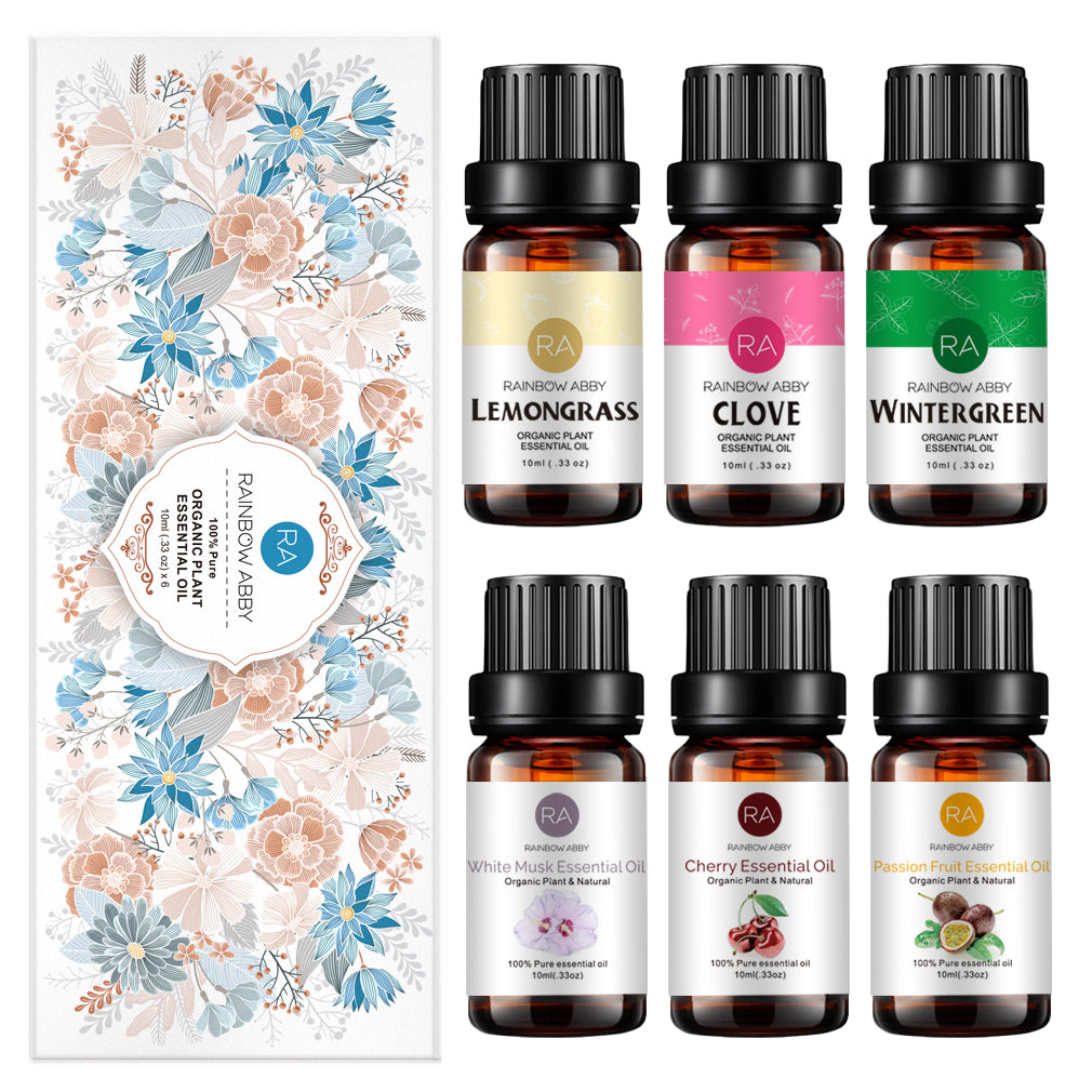 6-Pack 10ml Essential Oils Set (Lemongrass, Clove, Wintergreen, Passion Fruit, Cherry, White Musk)