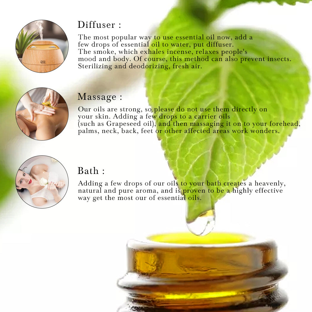 5-Pack Best Essential Oils set: Lemon, Peppermint, Eucalyptus, Tea Tree, Lavender