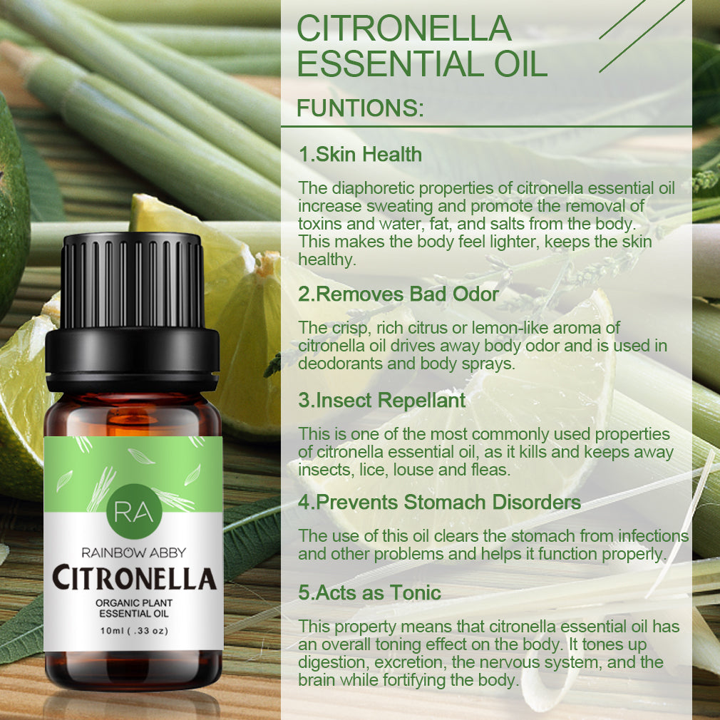 Aceite esencial de citronela - Aceite de citronela 100% puro - 10 ml