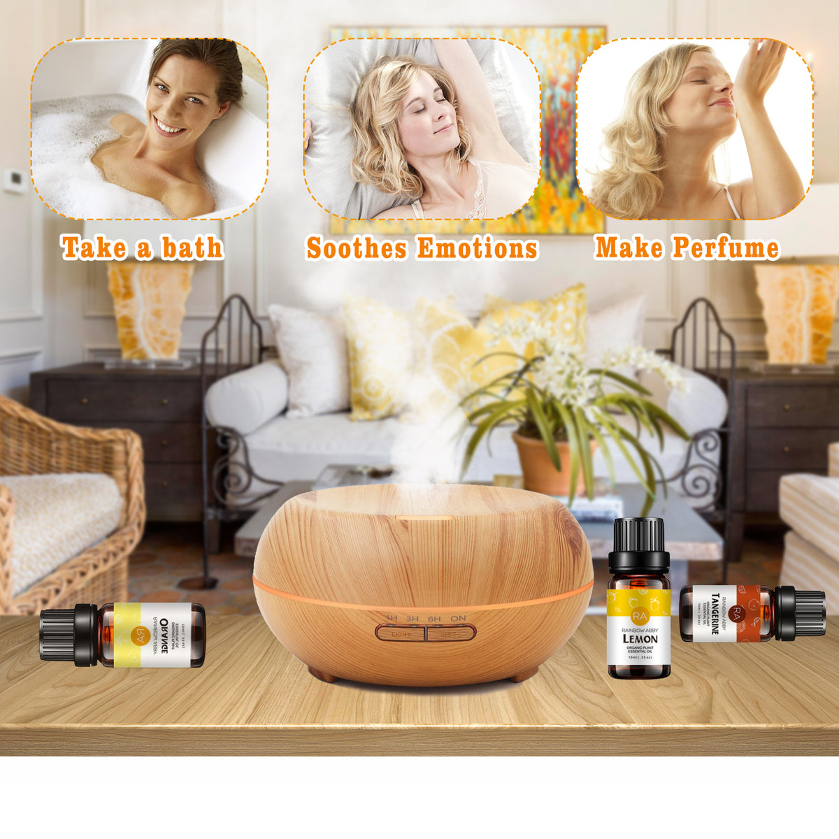 3-Pack 10ml Citrus Essential Oils Set : Sweet Orange, Lemon, and Tangerine