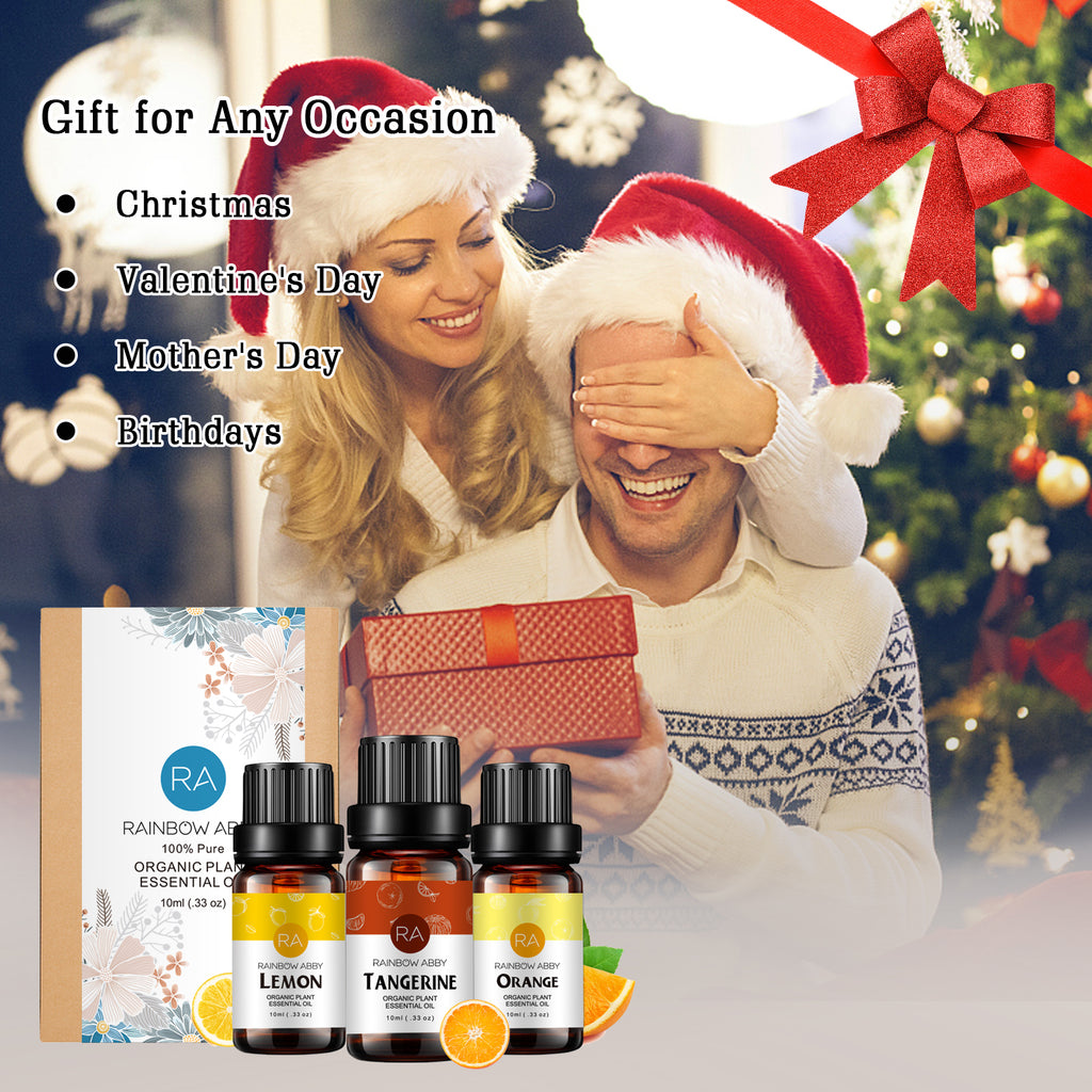 3-Pack 10ml Citrus Essential Oils Set : Sweet Orange, Lemon, and Tangerine