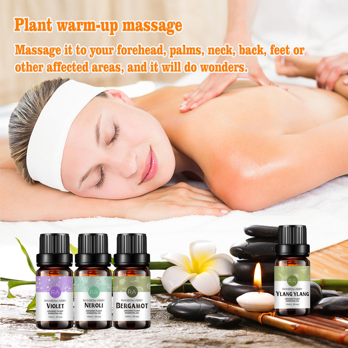 4-Pack 10ml Floral Essential Oils Set: Violet, Neroli,Bergamot,YlangYlang
