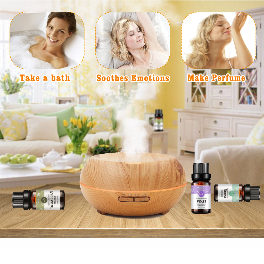 4-Pack 10ml Floral Essential Oils Set: Violet, Neroli,Bergamot,YlangYlang