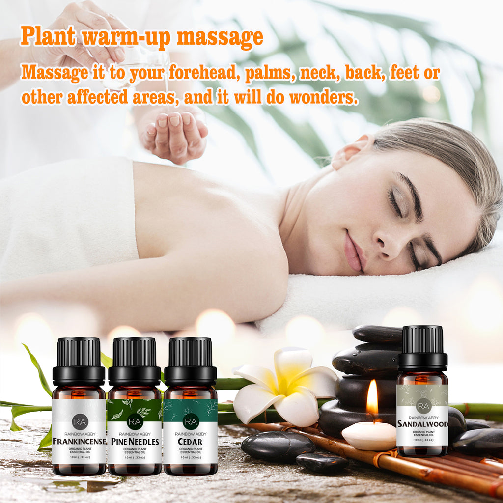 4-Pack 10ml Woodsy Essential Oils Set : Frankincense, Pine Needles, Cedarwood, Sandalwood
