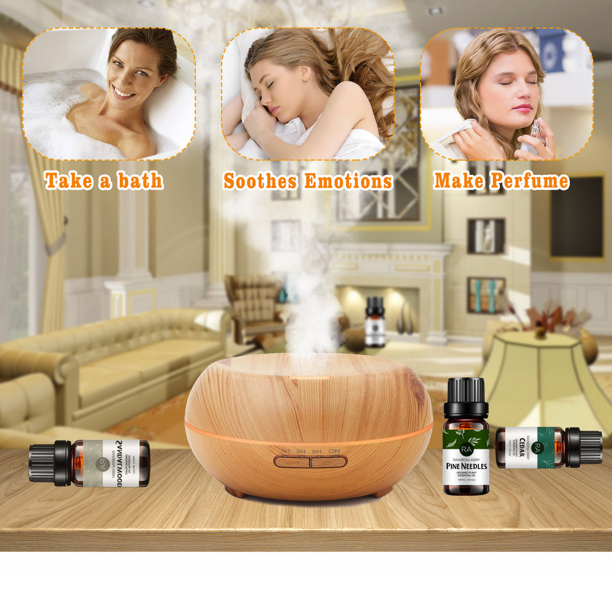 4-Pack 10ml Woodsy Essential Oils Set : Frankincense, Pine Needles, Cedarwood, Sandalwood