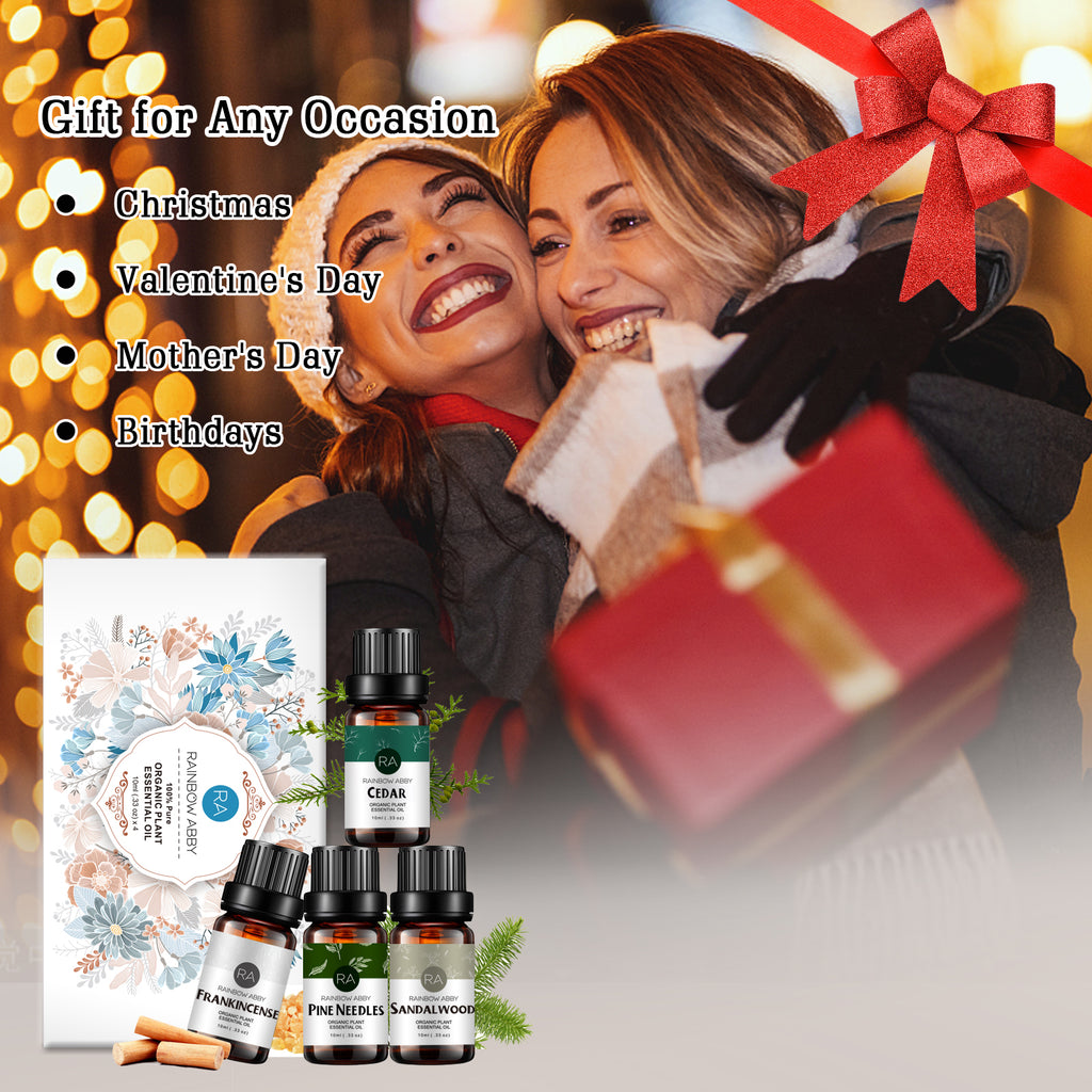 4-Pack 10ml Woodsy Essential Oils Set : Frankincense, Pine Needles, Cedarwood, Sandalwood