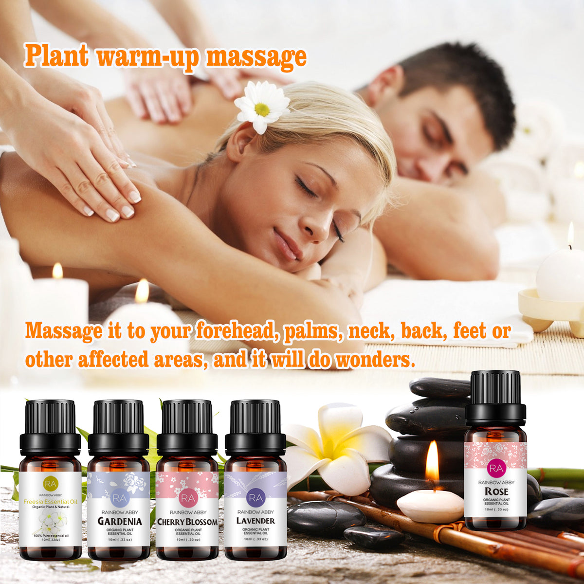 5-Pack 10ml Floral Essential Oils Set : Rose, Lavender, Cherry Blossom, Gardenia, Freesia