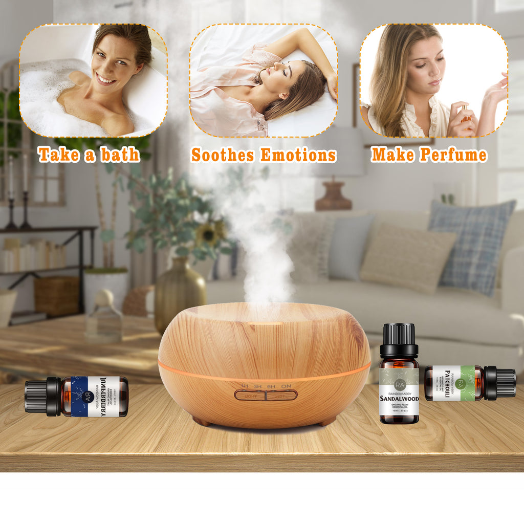 5-Pack 10ml Woody Essential Oils Set: Sandalwood, Cedarwood, Juniper Berry, Frankincense, Patchouli