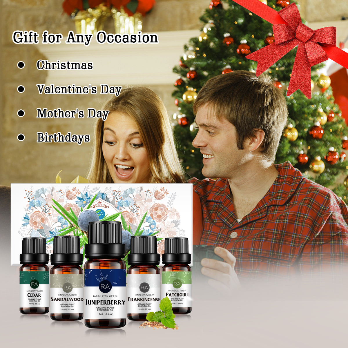 5-Pack 10ml Woody Essential Oils Set: Sandalwood, Cedarwood, Juniper Berry, Frankincense, Patchouli