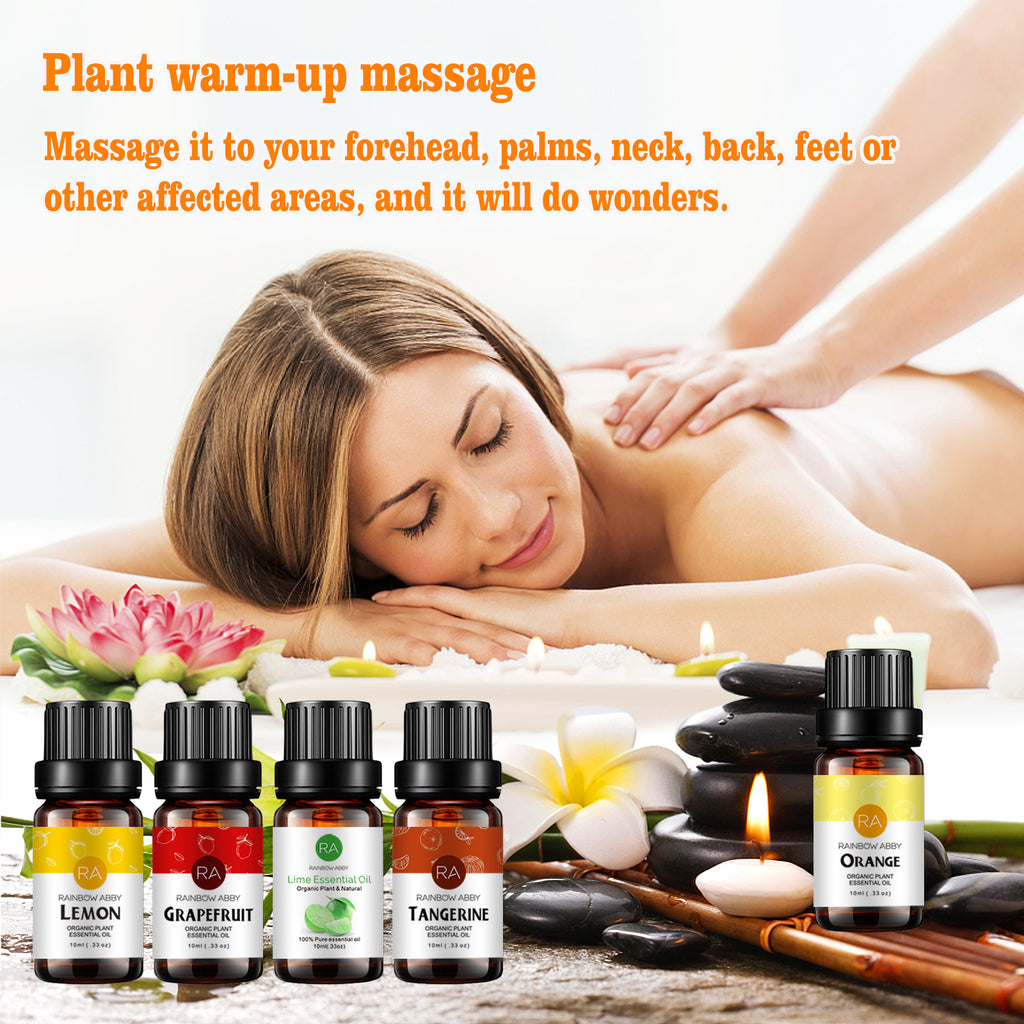 5-Pack 10ml Citrus Essential Oils Set : Lemon, Grapefruit, Lime,Tangerine and Sweet Orange