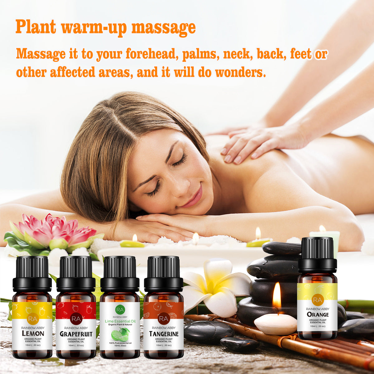 5-Pack 10ml Citrus Essential Oils Set : Lemon, Grapefruit, Lime,Tangerine and Sweet Orange