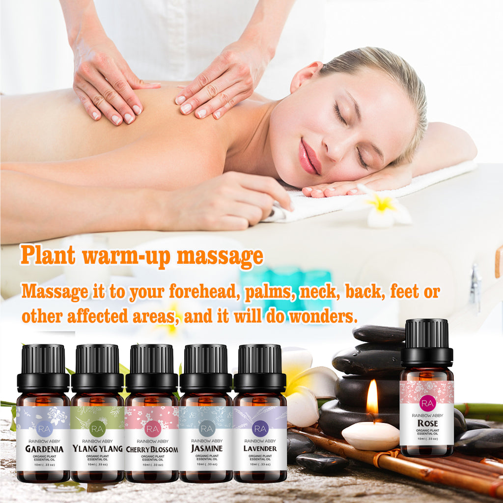 6-Pack 10ml Floral Essential Oils Gift Set: Lavender, YlangYlang, Rose, Jasmine, Cherry Blossom, Gardenia
