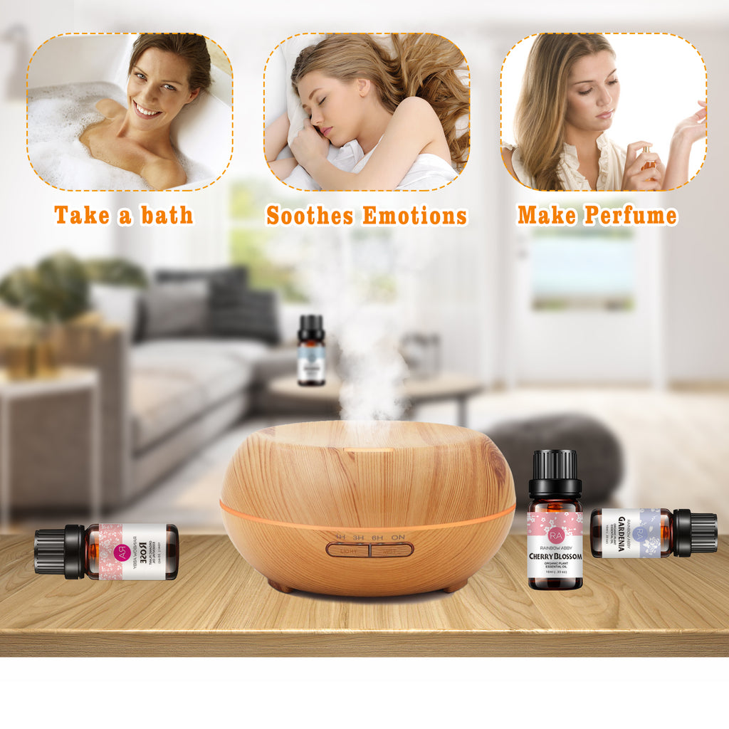 6-Pack 10ml Floral Essential Oils Gift Set: Lavender, YlangYlang, Rose, Jasmine, Cherry Blossom, Gardenia