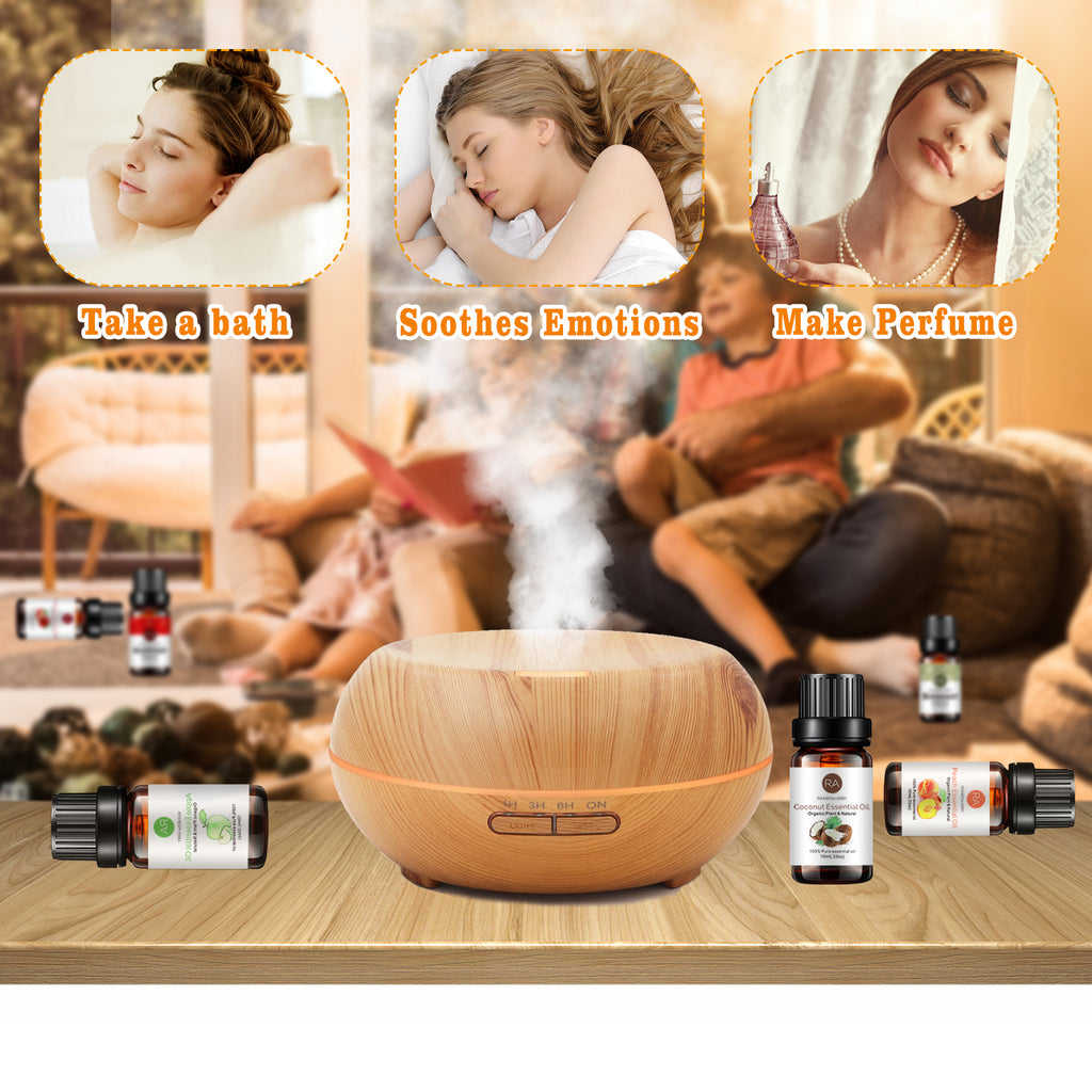 6-Pack Fruity Essential Oils Set : Coconut, Grapefruit, Strawberry, Peach, Bergamot, Lime