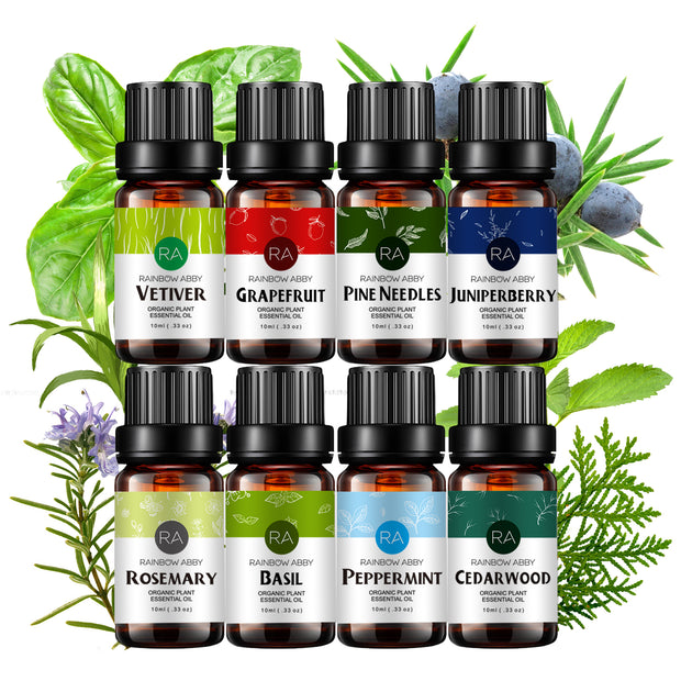 8-Pack 10ml Essential Oils Set for improving concentration- For a Mental Boost