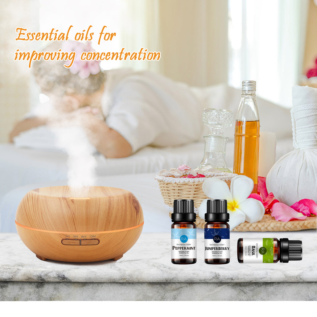 8-Pack 10ml Essential Oils Set for improving concentration- For a Mental Boost