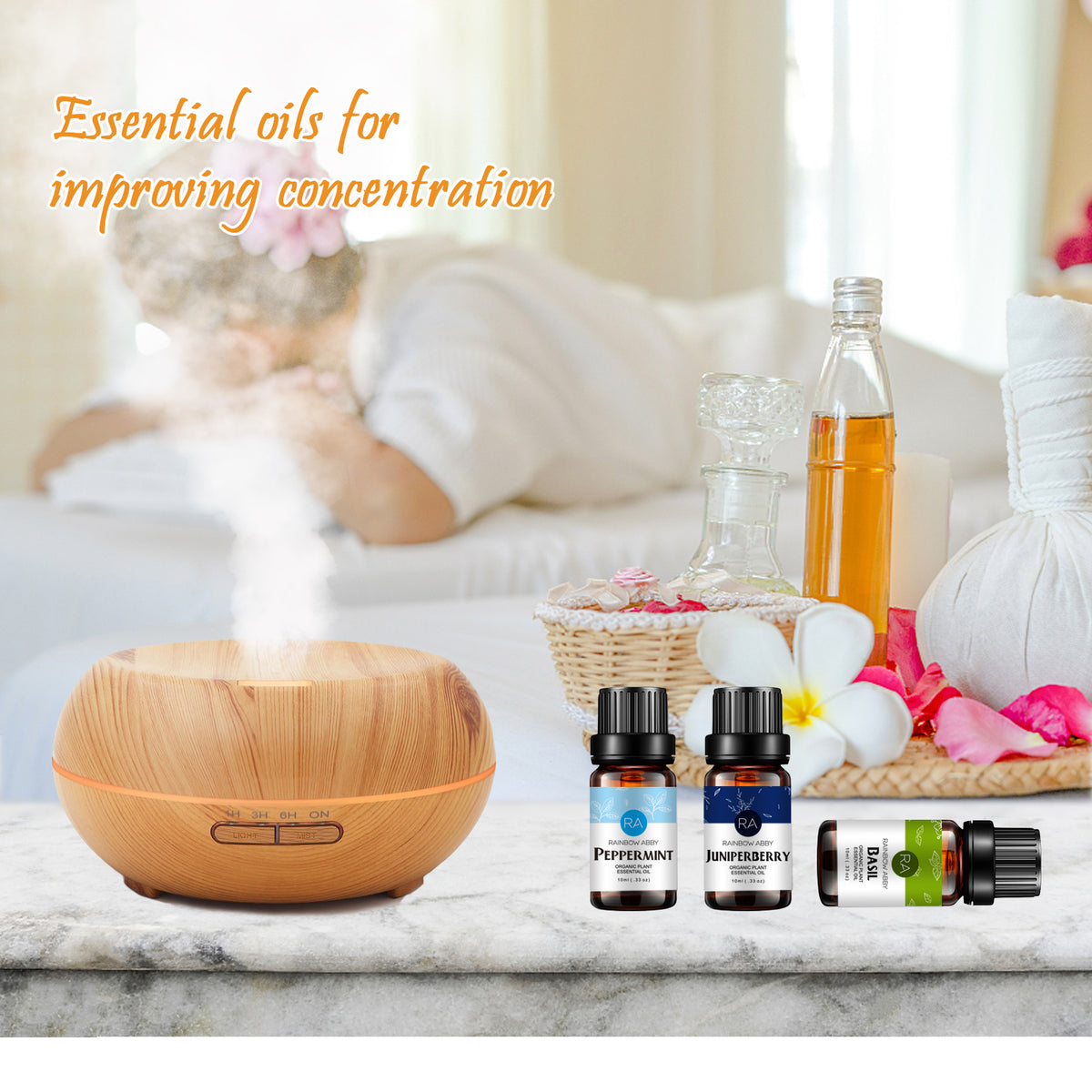 8-Pack 10ml Essential Oils Set for improving concentration- For a Mental Boost
