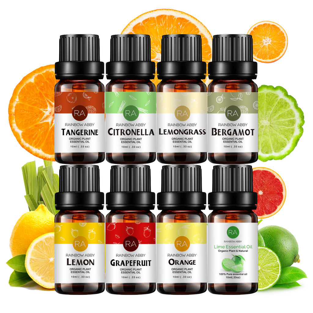 8-Pack 10ml Citrus Essential Oils Set- Invigorating, Exciting, and Uplifting