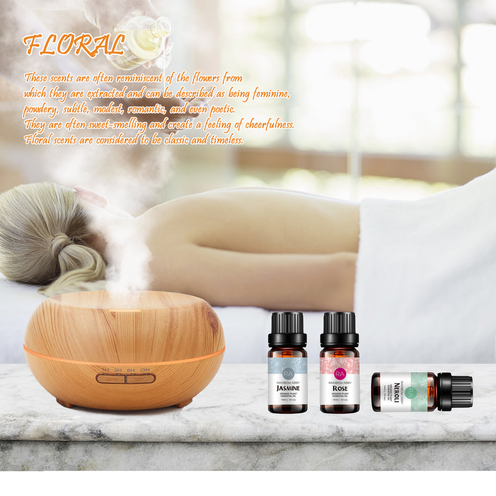 8-Pack 10ml Floral Essential Oils Set- Comforting,Promotes rest,Mood balancing
